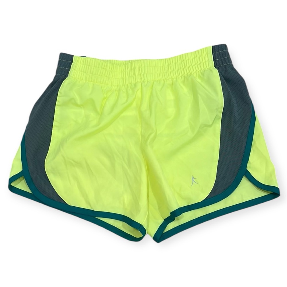 Danskin Now Athletic Shorts Neon Yellow Gray Women's XS